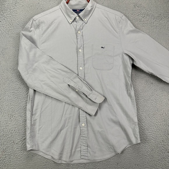 Vineyard Vines Shirt Button Down Mens Medium Gray Slim Fit Tucker Long Sleeve‎